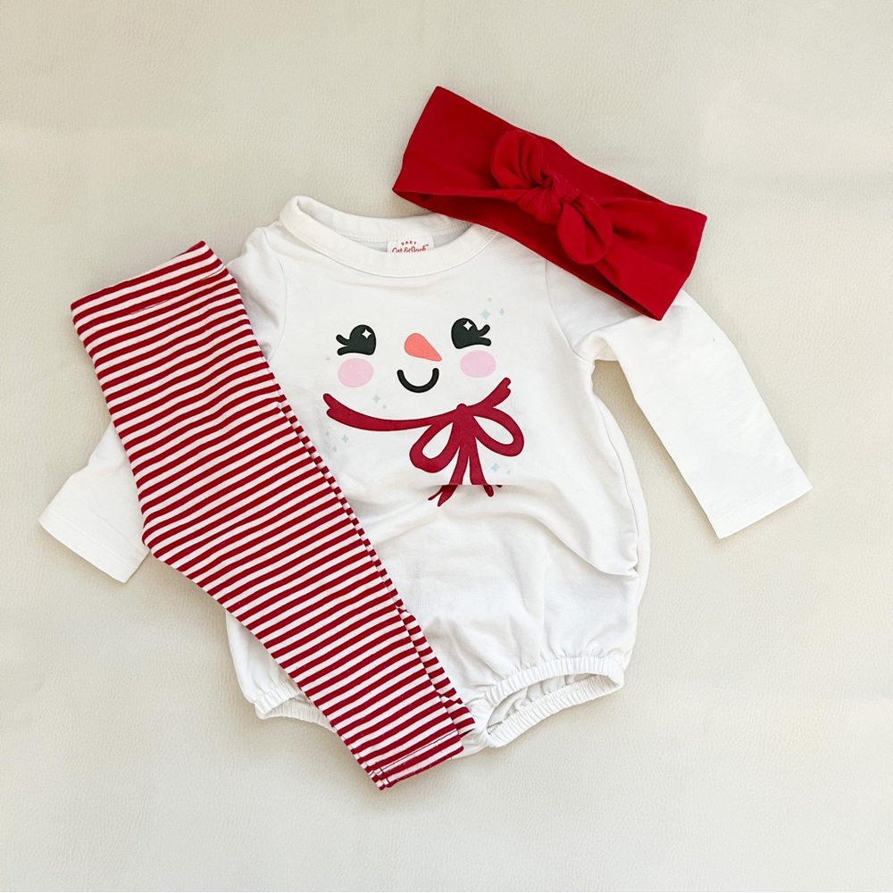 Cat & Jack Snowman Bubble Romper Outfit 6-9m